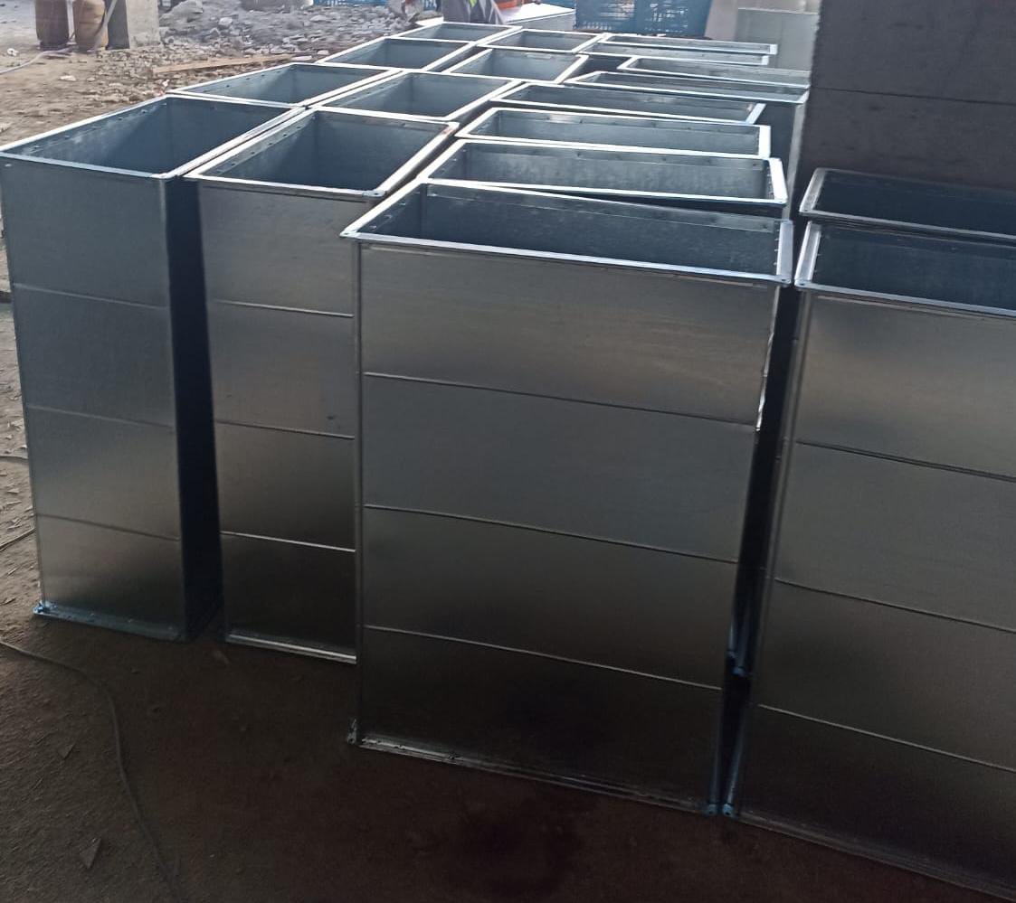 Duct Fabrication — GI duct sections — workshop fabrication